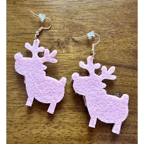 Rudolph Reindeer Earrings Handmade Christmas Whimsical Hooks Glitter Acc… - Picture 12 of 12